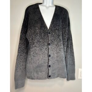 NEW Jordan Jumpman Mens Grey Ombre Fuzzy Knit Cardigan Sweater Large Luxury